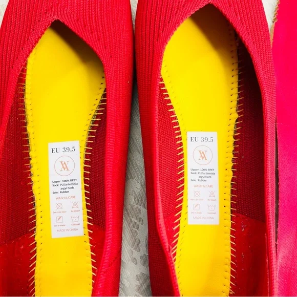Vivaia Margot Square-Toe V-Cut Flats Red Size 39.5 or 8.5 US - Picture 8 of 8